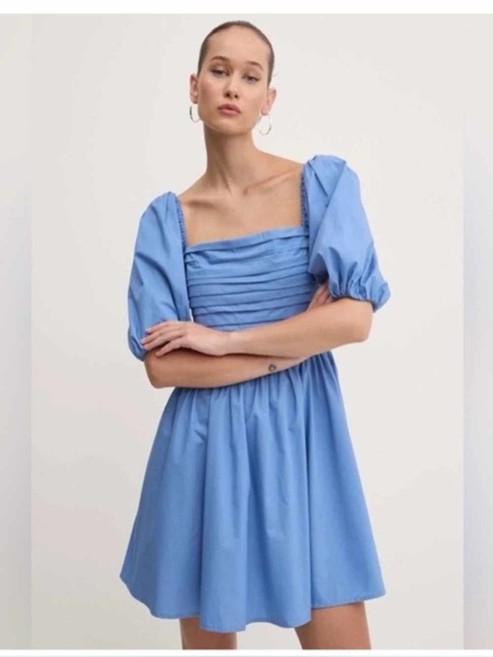 Abercrombie & Fitch Light Blue Puff-Sleeve Mini Dress